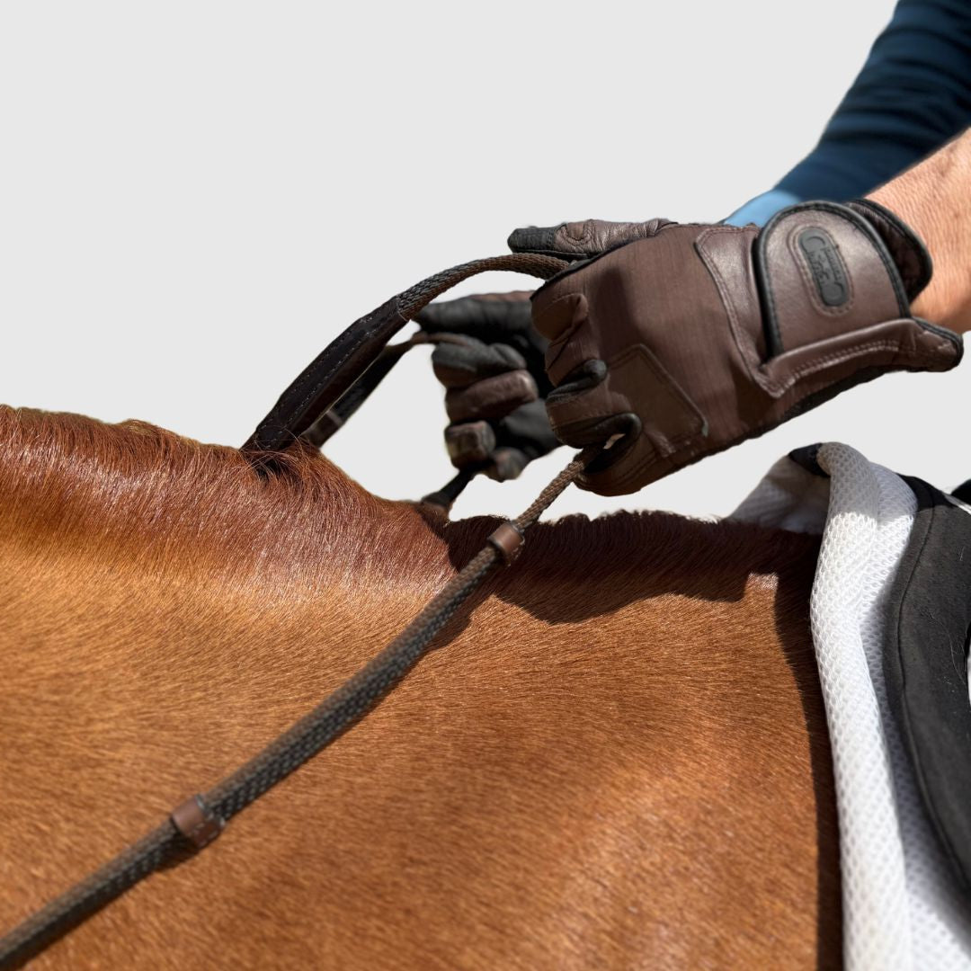 Correct Connect - Sure Grip Rubber Reins with 4" Rein Stops-Superb Slim Rubber Woven Grip