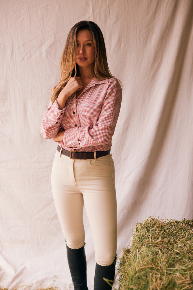 Solid Citizen Equestrian | Jessica II | Gingham Equestrian Button-Down Shirt | Cinnamon