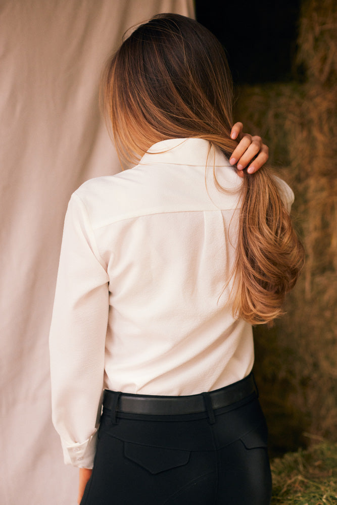 Solid Citizen Equestrian | Jessica | Seersucker Equestrian Button-Down Shirt | Ivory