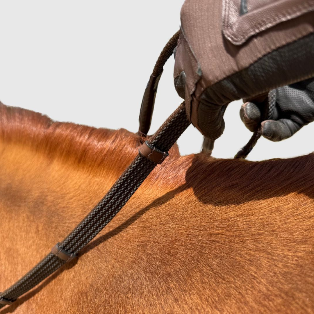 Correct Connect - Sure Grip Rubber Reins with 4" Rein Stops-Superb Slim Rubber Woven Grip