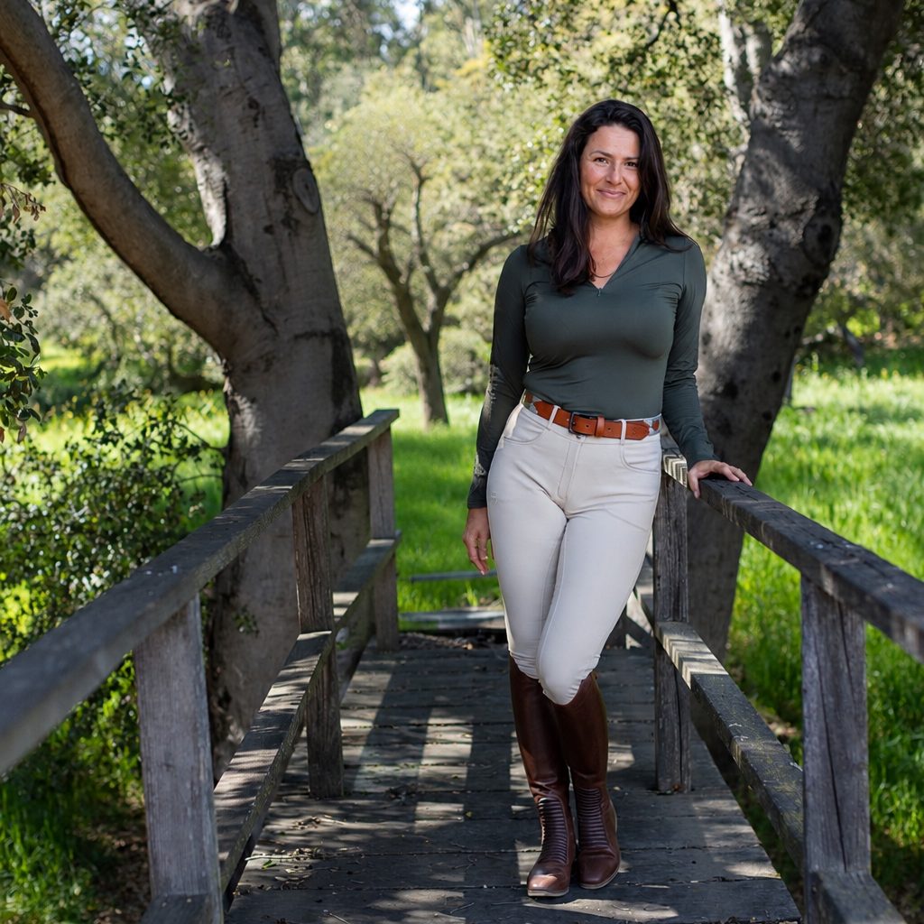Halter Ego - Annabelle - Long Sleeve Lace Riding Top - Army Green