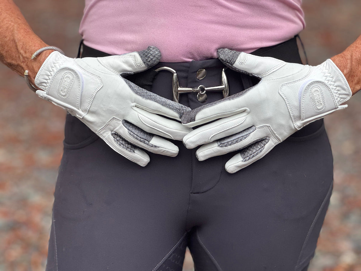 Correct Connect - Oil-Tac Copper Tech™️ Leather Premium Riding Glove in White