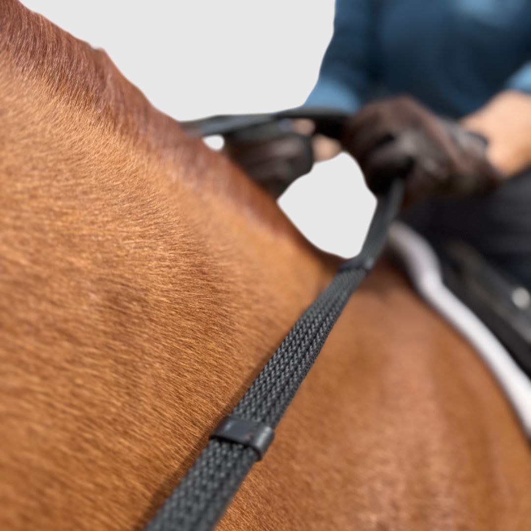 Correct Connect - Sure Grip Rubber Reins with 4" Rein Stops-Superb Slim Rubber Woven Grip