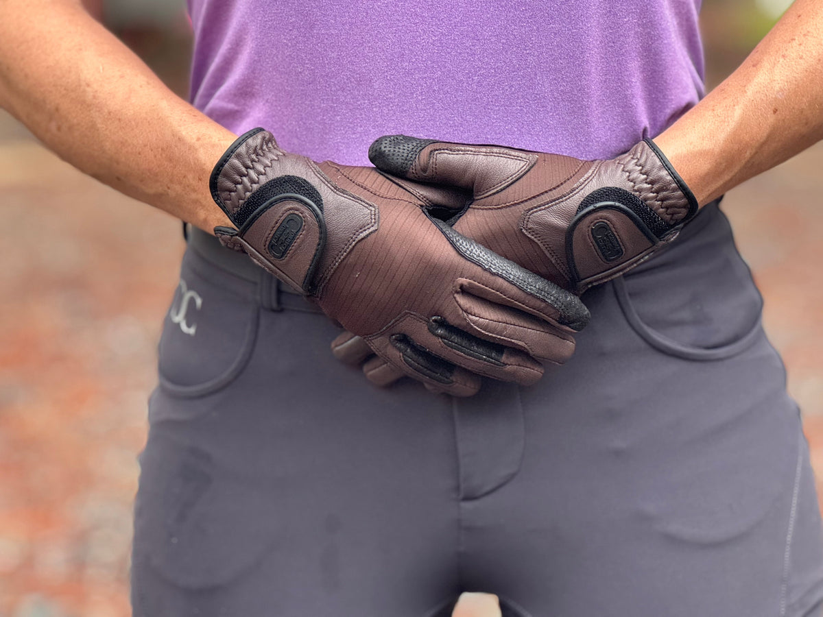 Correct Connect - Tackified Copper Tech™️ Leather Premium Riding Glove in Brown