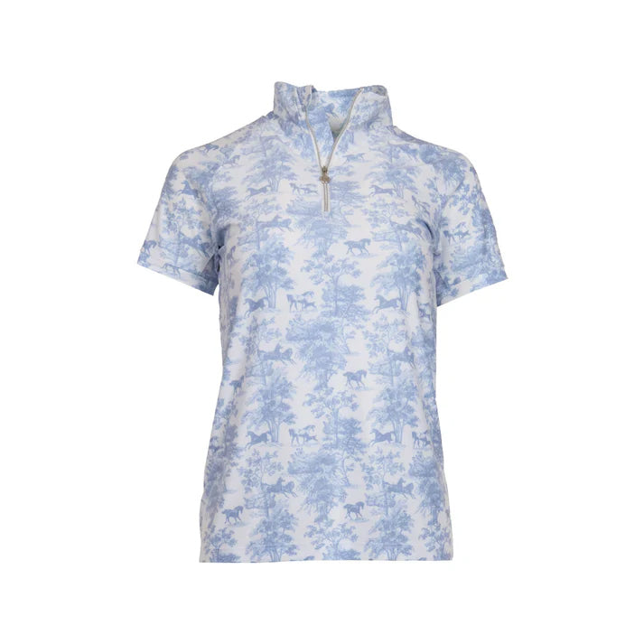 Dapplebay Kids Equestrian Toile 1/4 Zip SS Riding Top - Moonrise