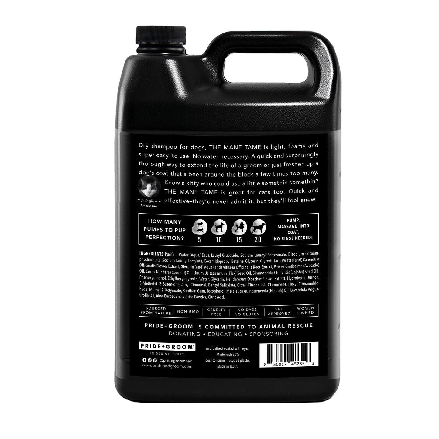 PRIDE+GROOM THE MANE TAME Waterless Foaming Dog & Cat Shampoo | No-Rinse, Quick Freshen-Up