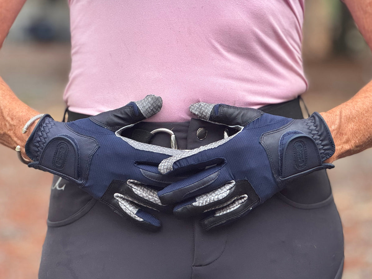 Correct Connect - Oil-Tac Copper Tech™️ Leather Premium Riding Glove in Navy