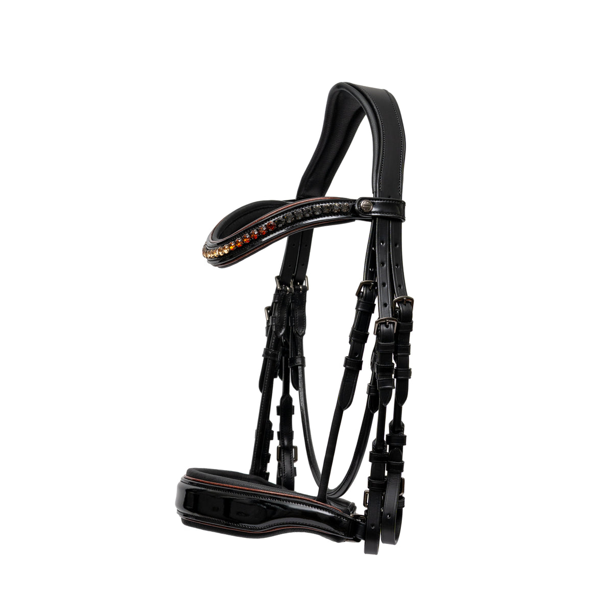 Halter Ego - The Aachen Rolled Black Patent Leather Double Bridle
