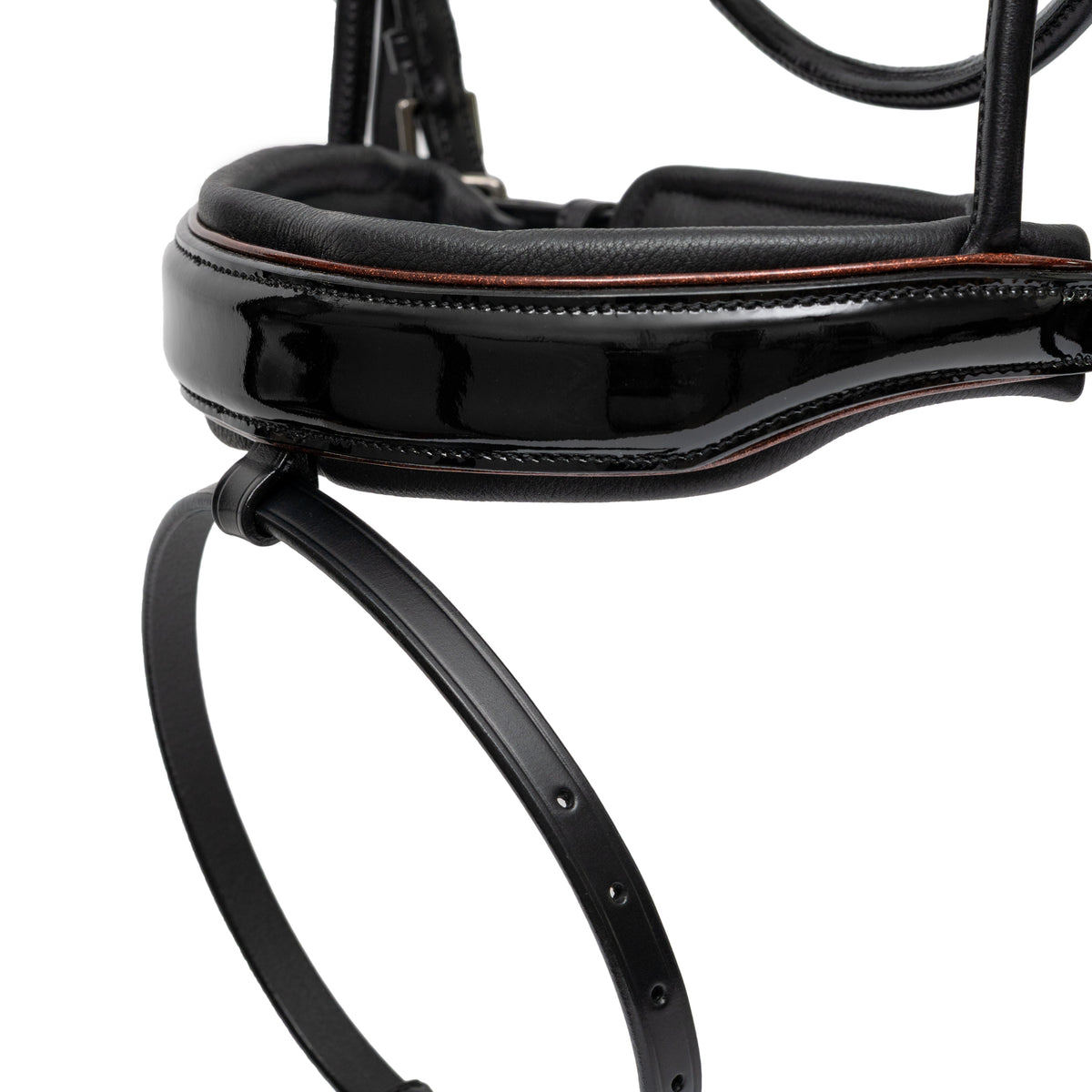 Halter Ego - The Aachen Rolled Black Patent Leather Snaffle Bridle