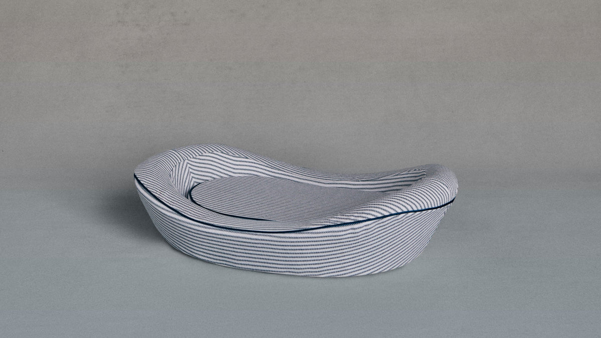 Enid Blythe Timeless Dog Bed in Blue Blood Ticking