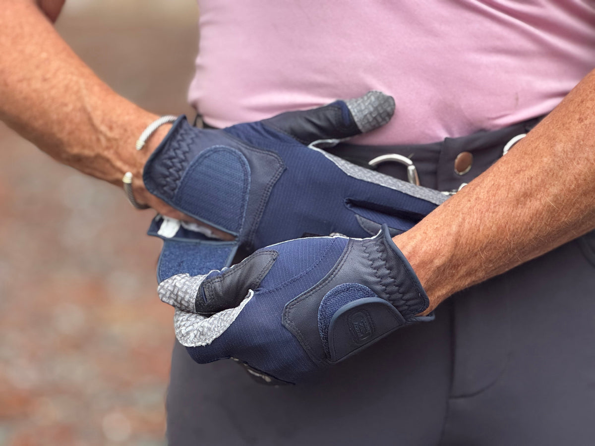 Correct Connect - Oil-Tac Copper Tech™️ Leather Premium Riding Glove in Navy