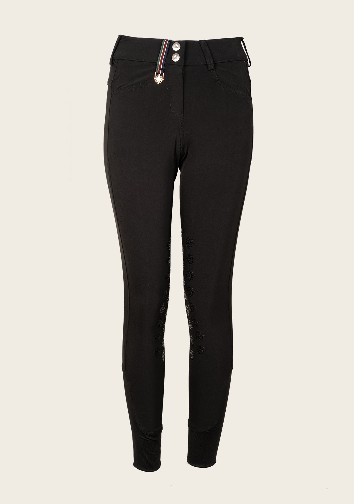 Espoir - Coquet High Waist Coolmax Black Knee Patch Breeches