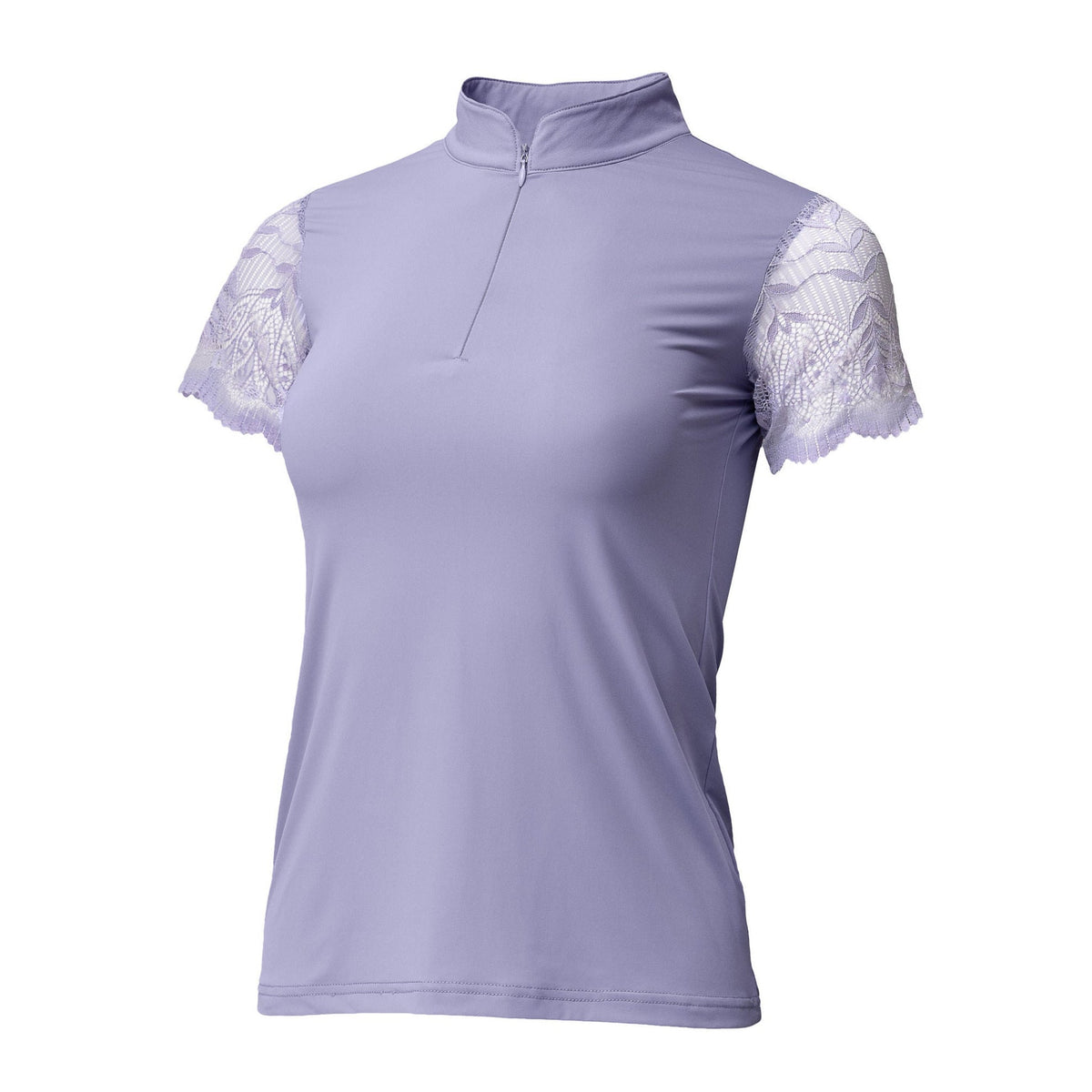 Halter Ego - Charlie Short Sleeve Lace Riding Shirt - Light Amethyst
