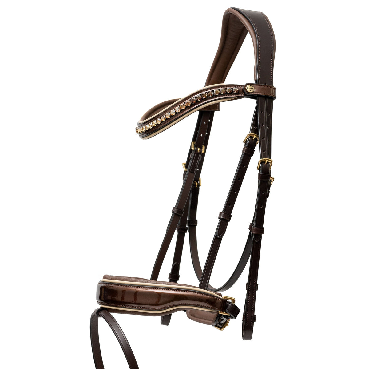 Halter Ego - The Catalonia Metallic Bronze Leather Snaffle Bridle with Removable Flash