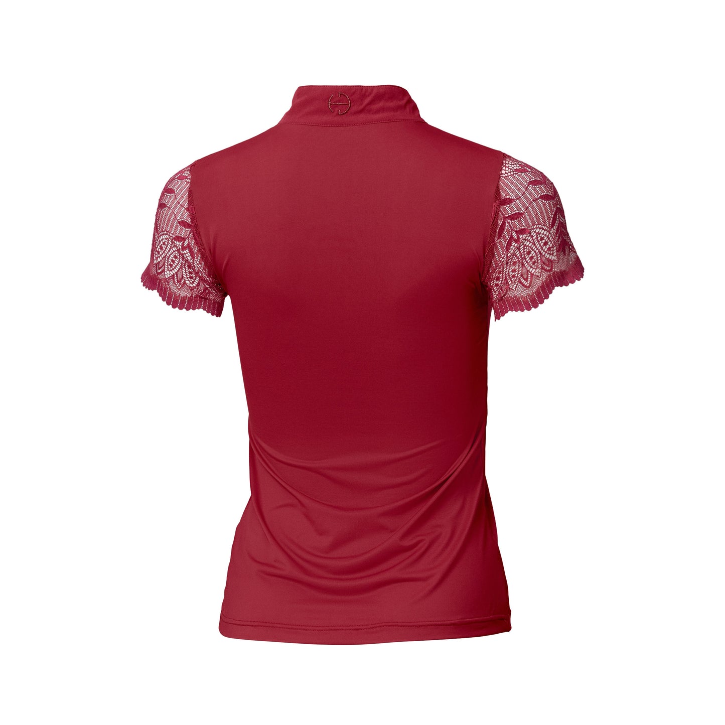 Halter Ego - Charlie Short Sleeve Lace Riding Shirt - Cherry Red