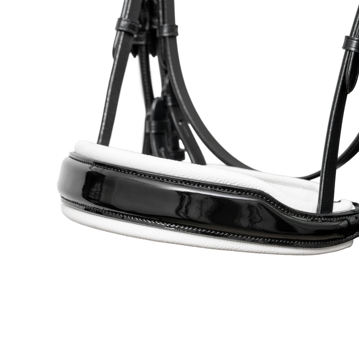 Halter Ego - Mont Blanc Black Patent Double Bridle With White Padding