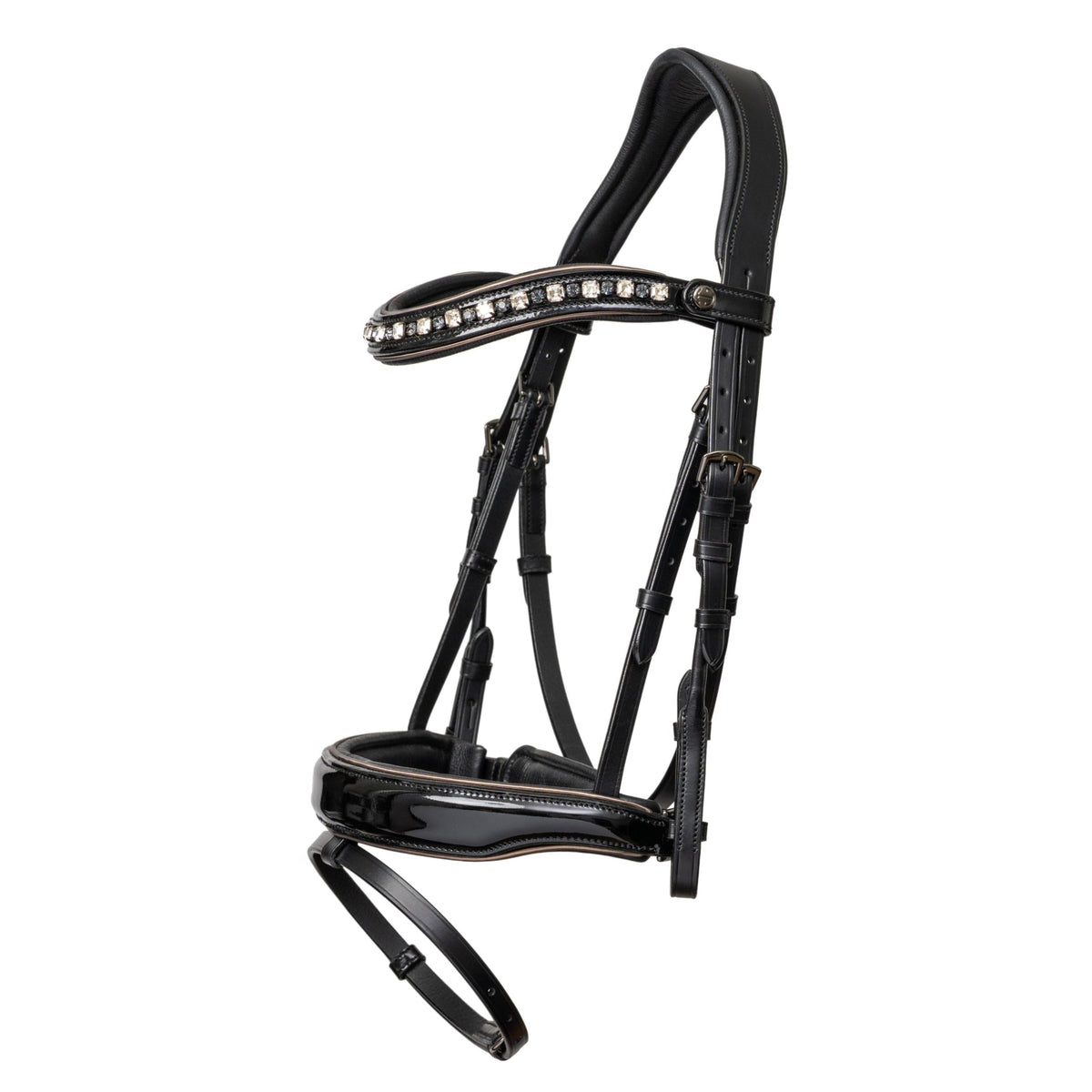 Halter Ego - Ocala Black Patent Leather Snaffle Bridle With Removable Flash