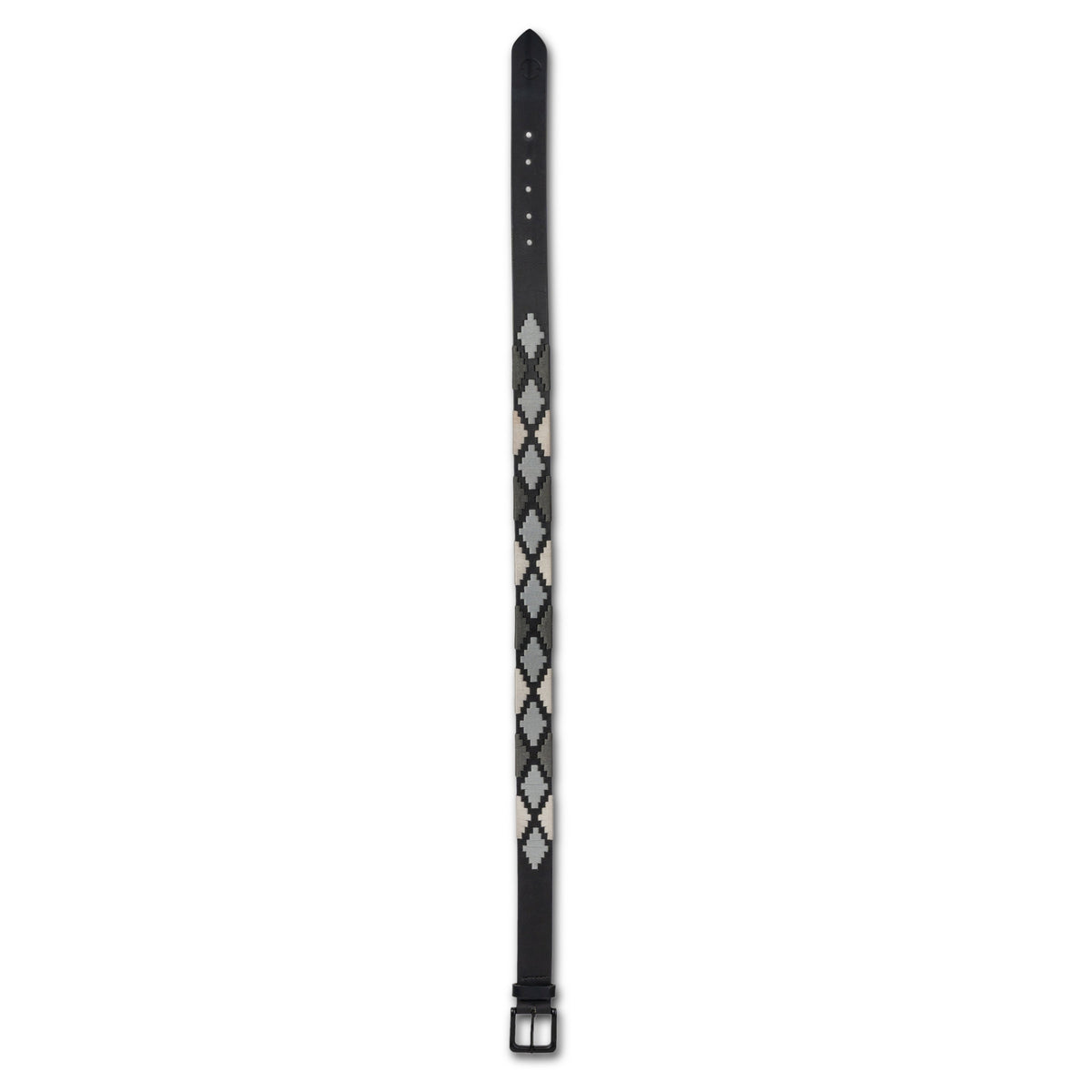 Halter Ego - Sierra Blanca -Gunmetal Grey, Silver & Pearl Black Leather Polo Belt