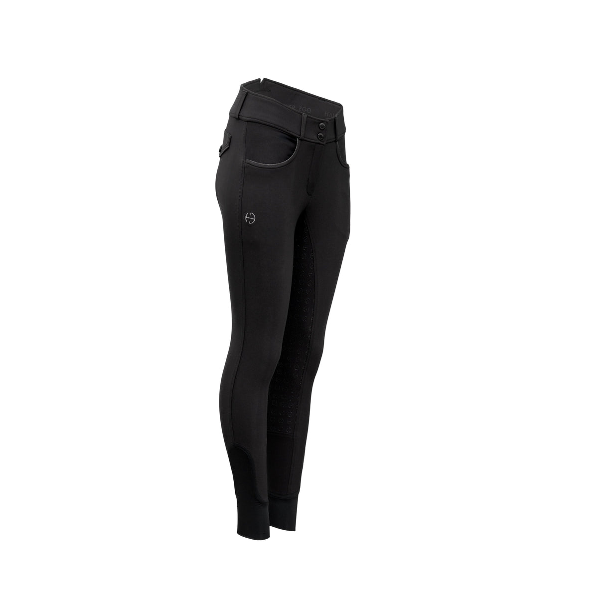 Halter Ego - Evolution Mystique Full Seat Breeches - Smoky Black with Gunmetal - HIGH WAISTED