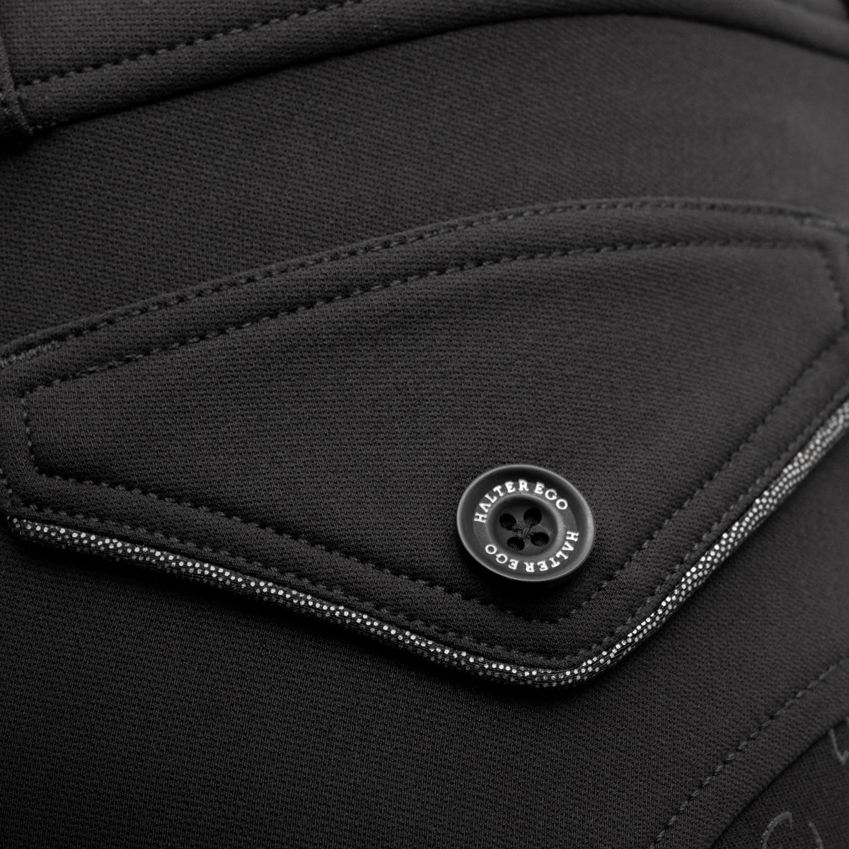 Halter Ego - Evolution Mystique Full Seat Breeches - Smoky Black with Gunmetal - HIGH WAISTED