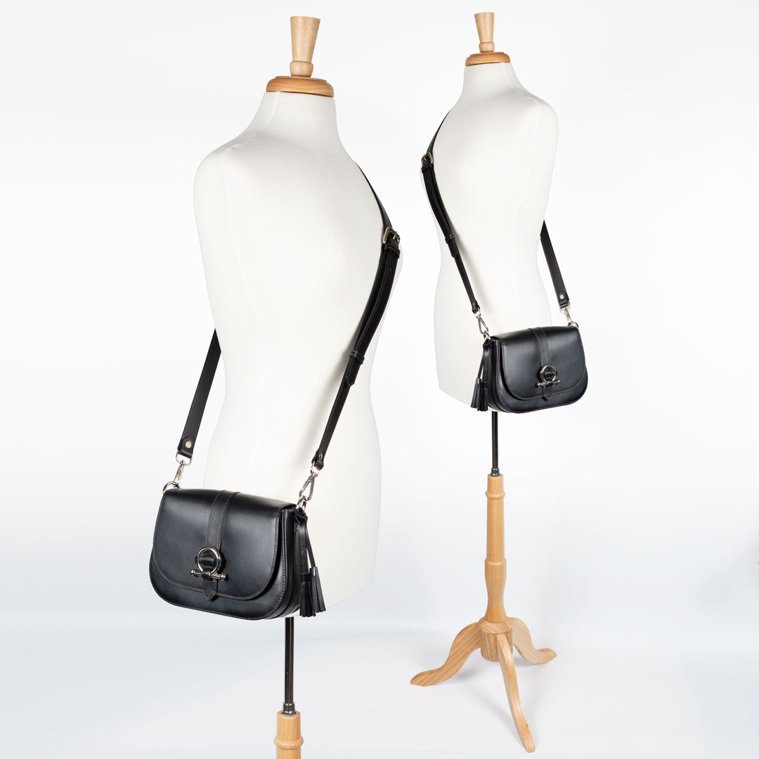 Urban Equestrian Del Rey - Equestrian Horse Bit Crossbody Luxury Leather Handbag in Black