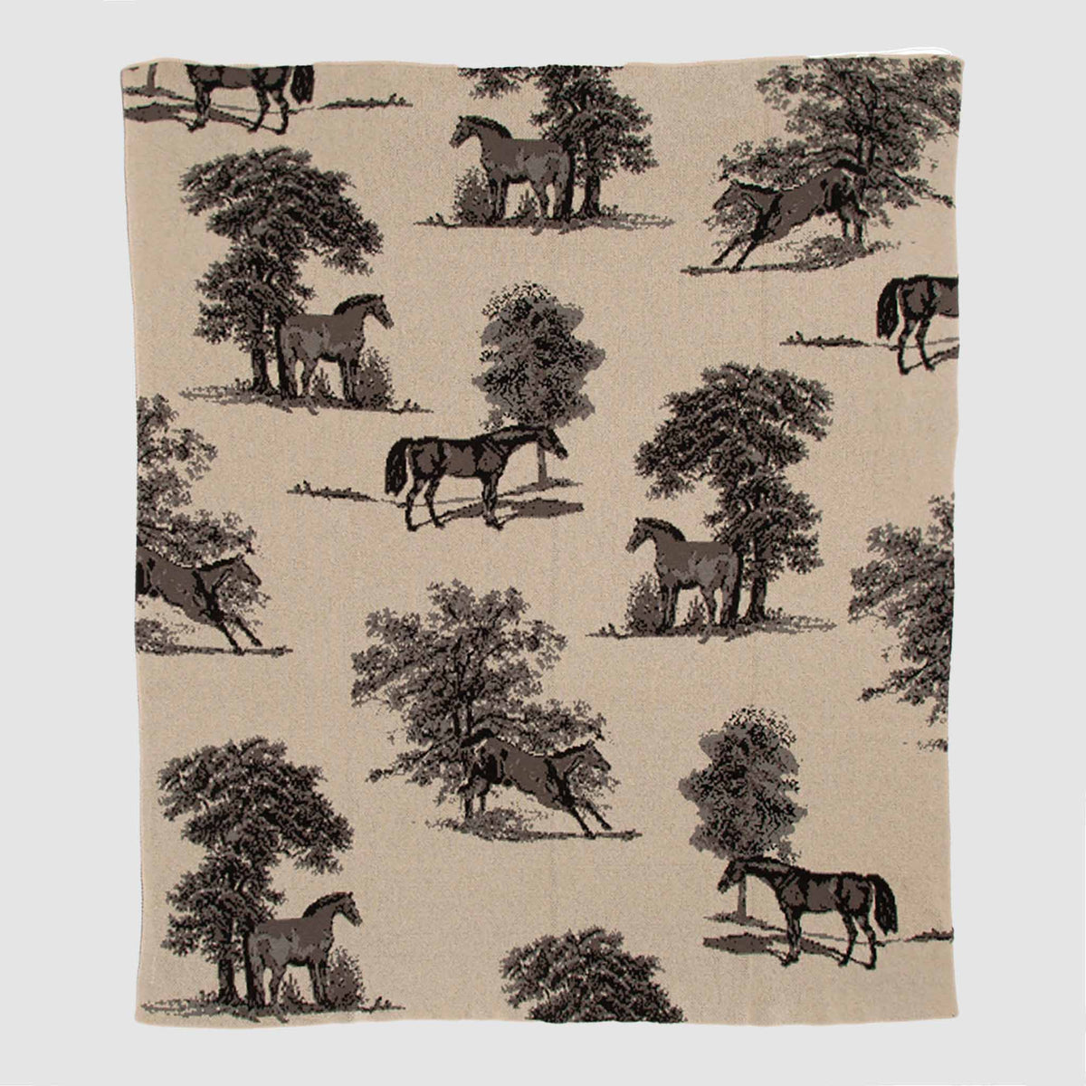 In2Green - Cotton Sustainable Knit Throw Blanket - Equestrian Toile