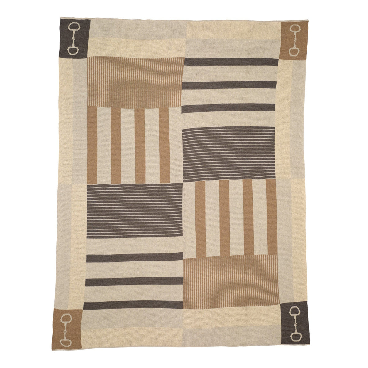 In2Green Cotton Sustainable Knit Plaid Throw Blanket - Equestrian Stable Stripe
