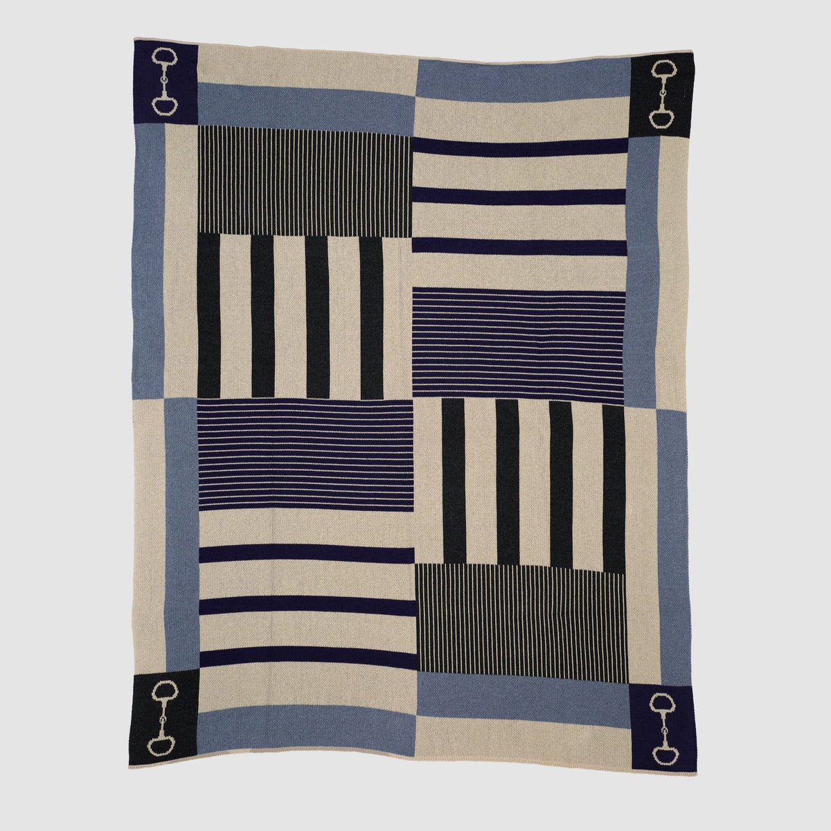 In2Green Cotton Sustainable Knit Plaid Throw Blanket - Equestrian Stable Stripe