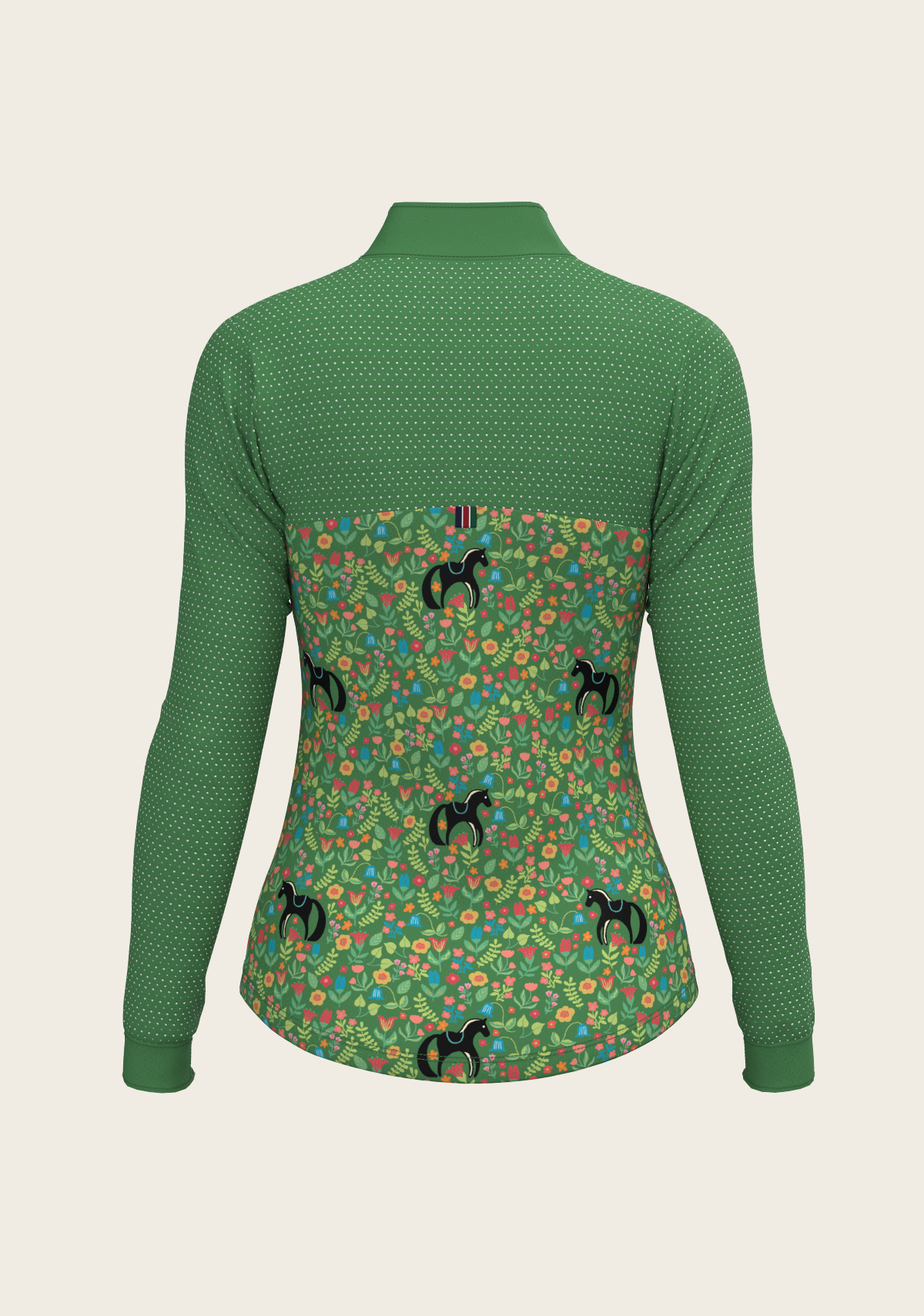 Espoir - Cavallo Flower on Green Sport Mesh Quarter Zip Sun Shirt