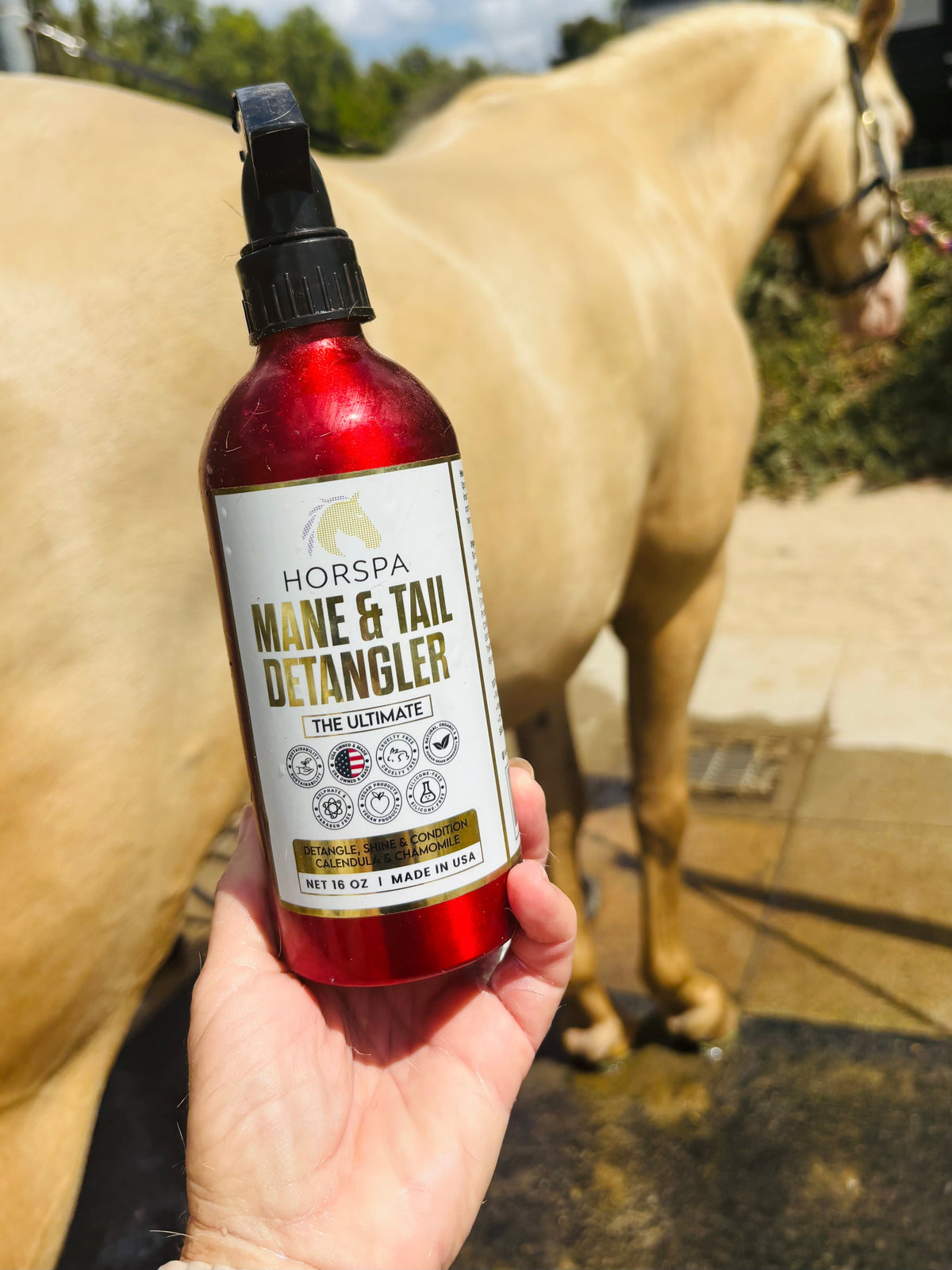 Horspa - Mane & Tail Detangling Spray - The Ultimate Calendula & Chamomile 16oz Aluminum Bottle
