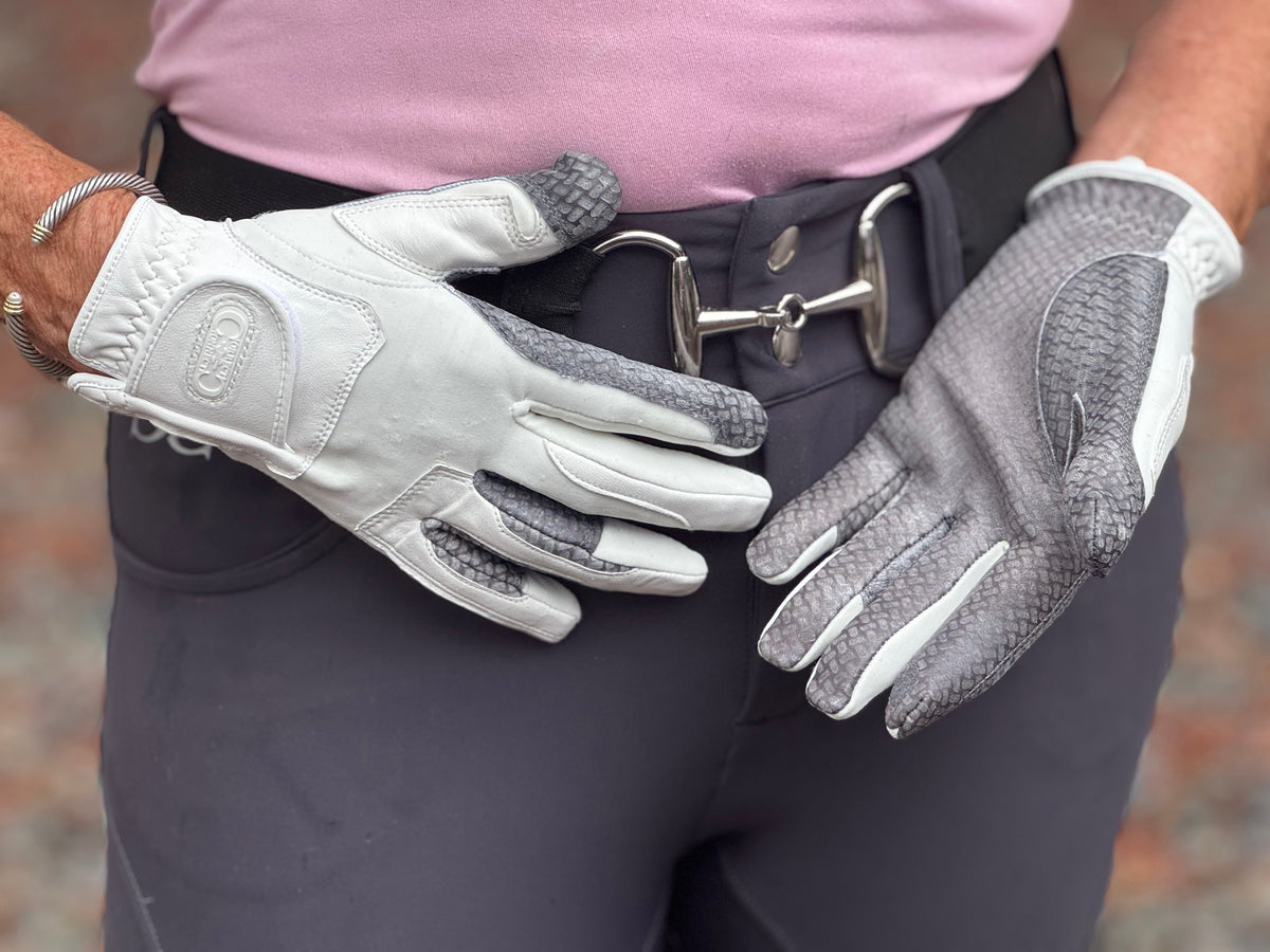 Correct Connect - Oil-Tac Copper Tech™️ Leather Premium Riding Glove in White