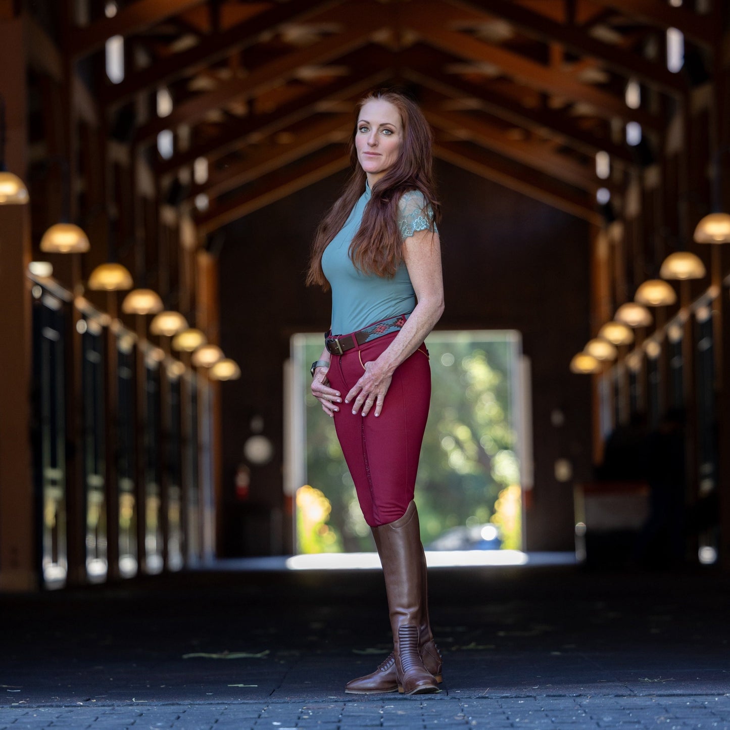 Halter Ego - Evolution Full Seat Breeches - Barn Red - MID WAIST