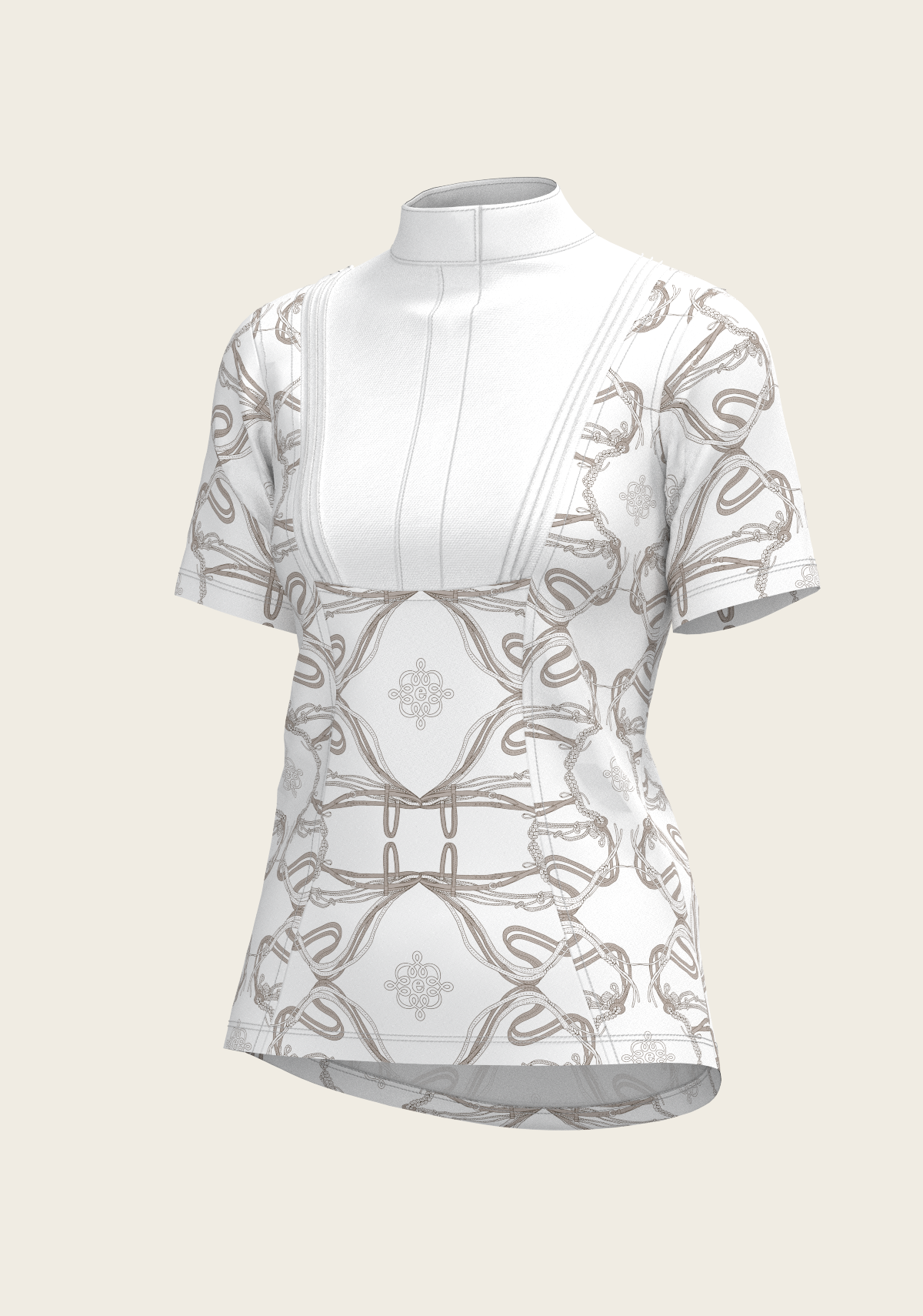 Espoir - Short Pleated Roped Bridles on White Short Sleeve Show Shirt