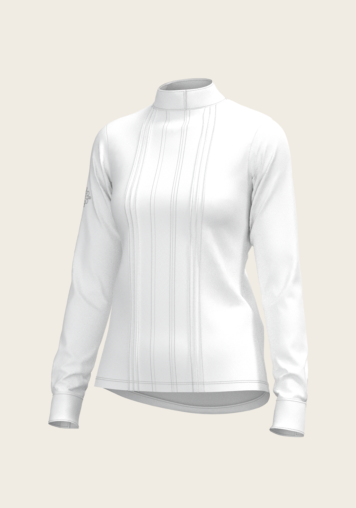 Espoir - White Long Pleated Long Sleeve Sleeve Show Shirt