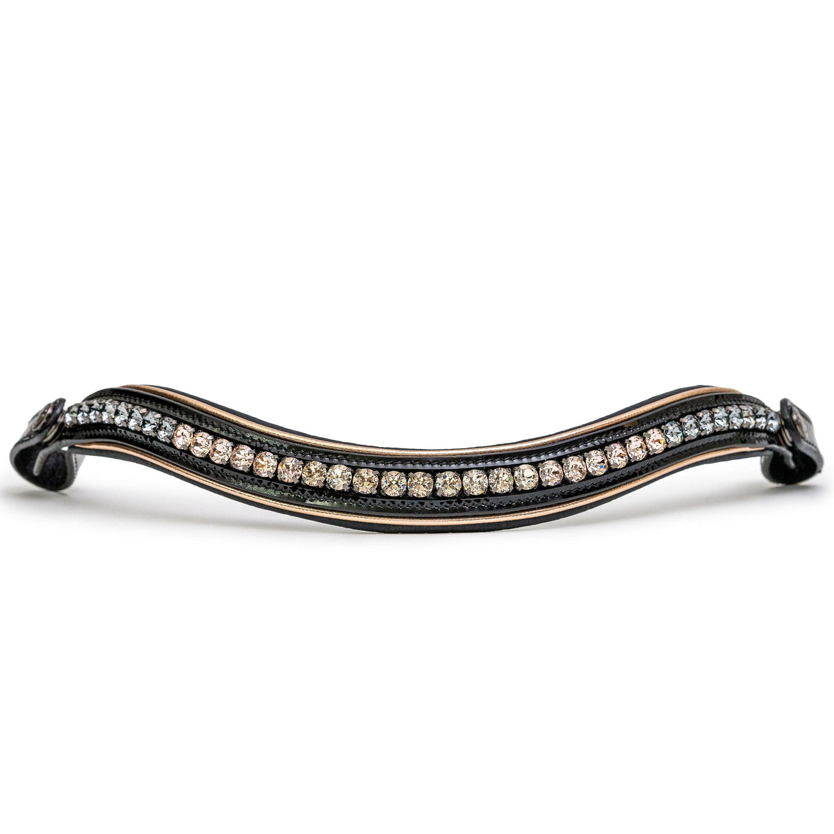 Halter Ego - The Gotham Black Patent Snaffle Bridle – Patent Leather | Croc Print | Ombre Austrian Crystal Browband
