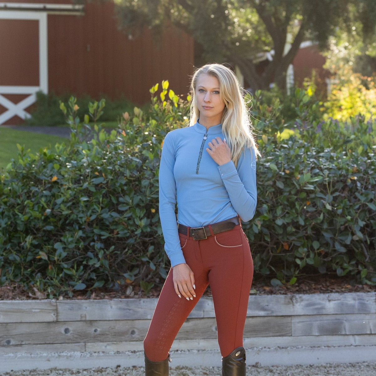 Halter Ego - Heidi - Long Sleeve Riding Top with Crystal Fabric Trim