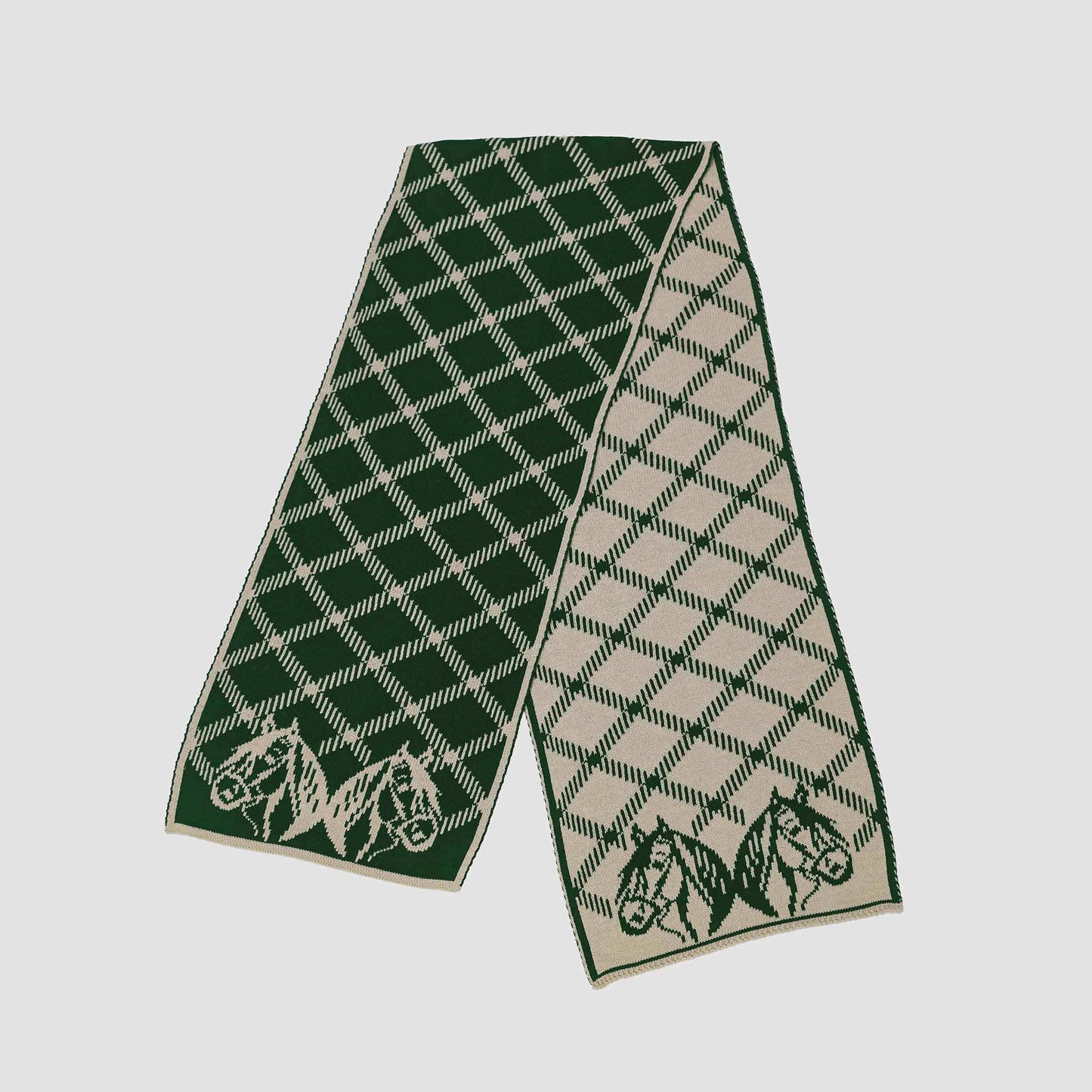 In2Green Reversible Sustainable Knit Stripe Geometric Scarf - Equestrian Plaid