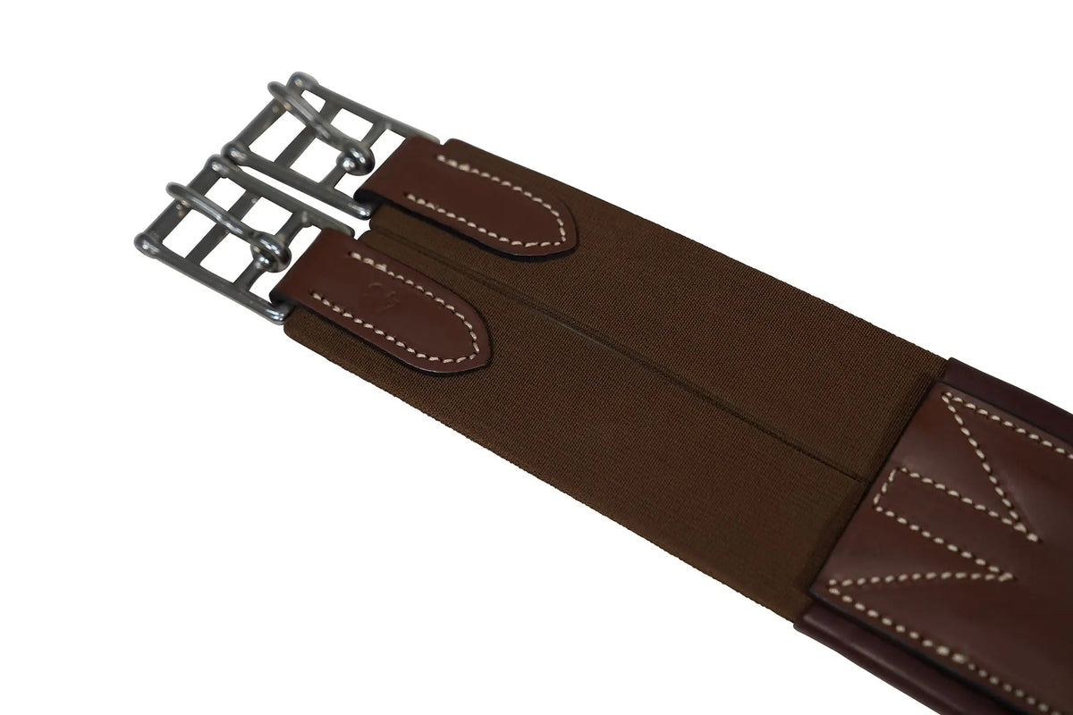 Huntley Equestrian - Sedgwick Leather Fancy Stitched Padded Leather Contour Shaped Girth with Double End Elastic