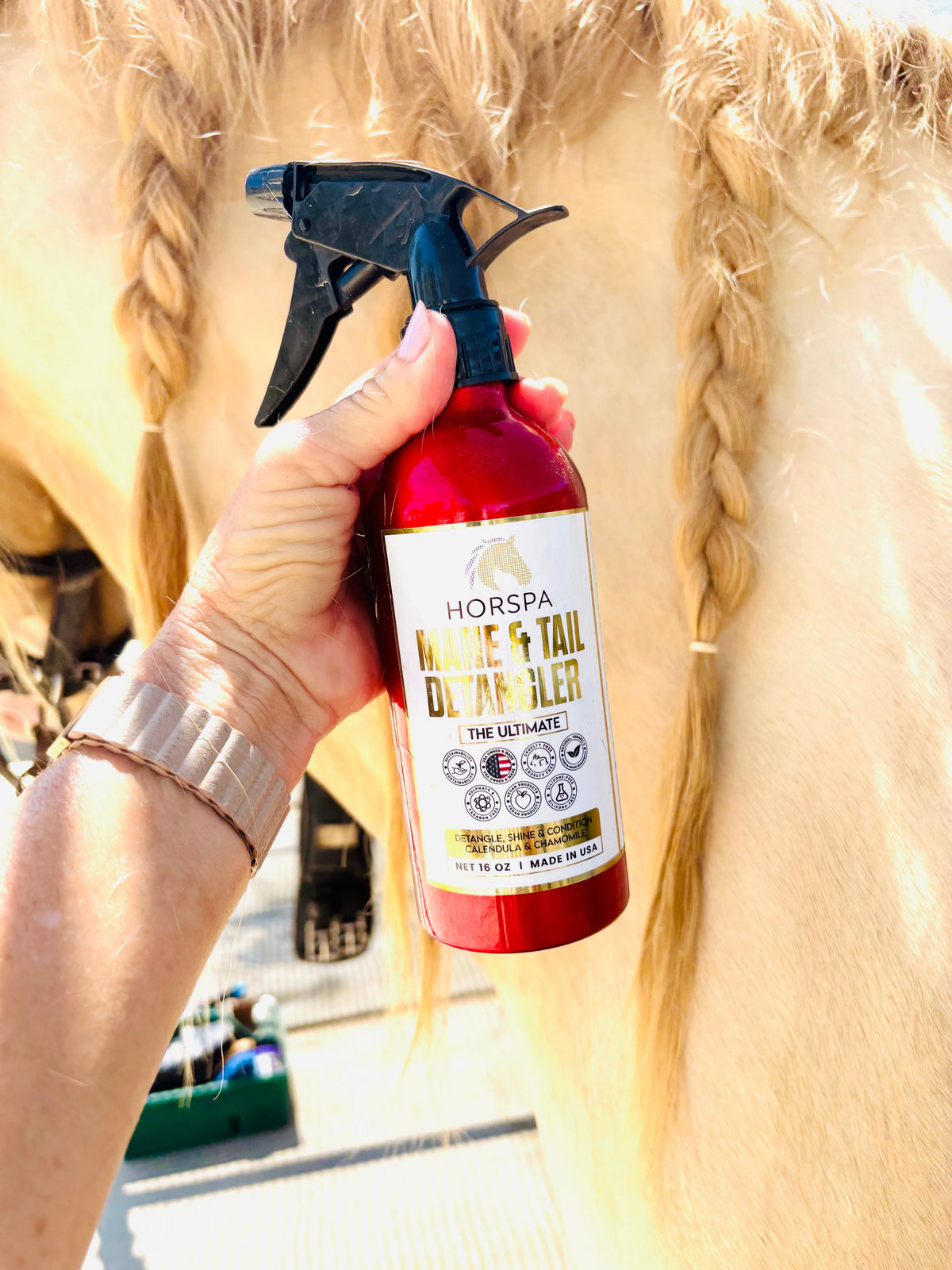 Horspa - Mane & Tail Detangling Spray - The Ultimate Calendula & Chamomile 16oz Aluminum Bottle