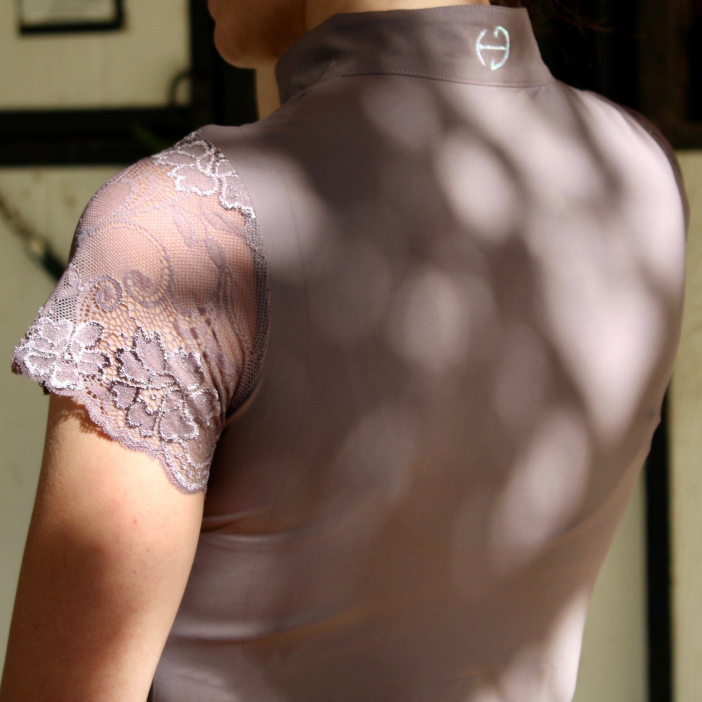 Halter Ego - Tara Short Sleeve Lace Competition Shirt - Taupe