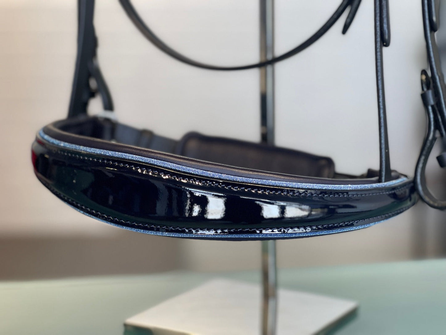 Halter Ego - The Bluebell - Navy Patent Leather Snaffle Bridle with REMOVABLE FLASH