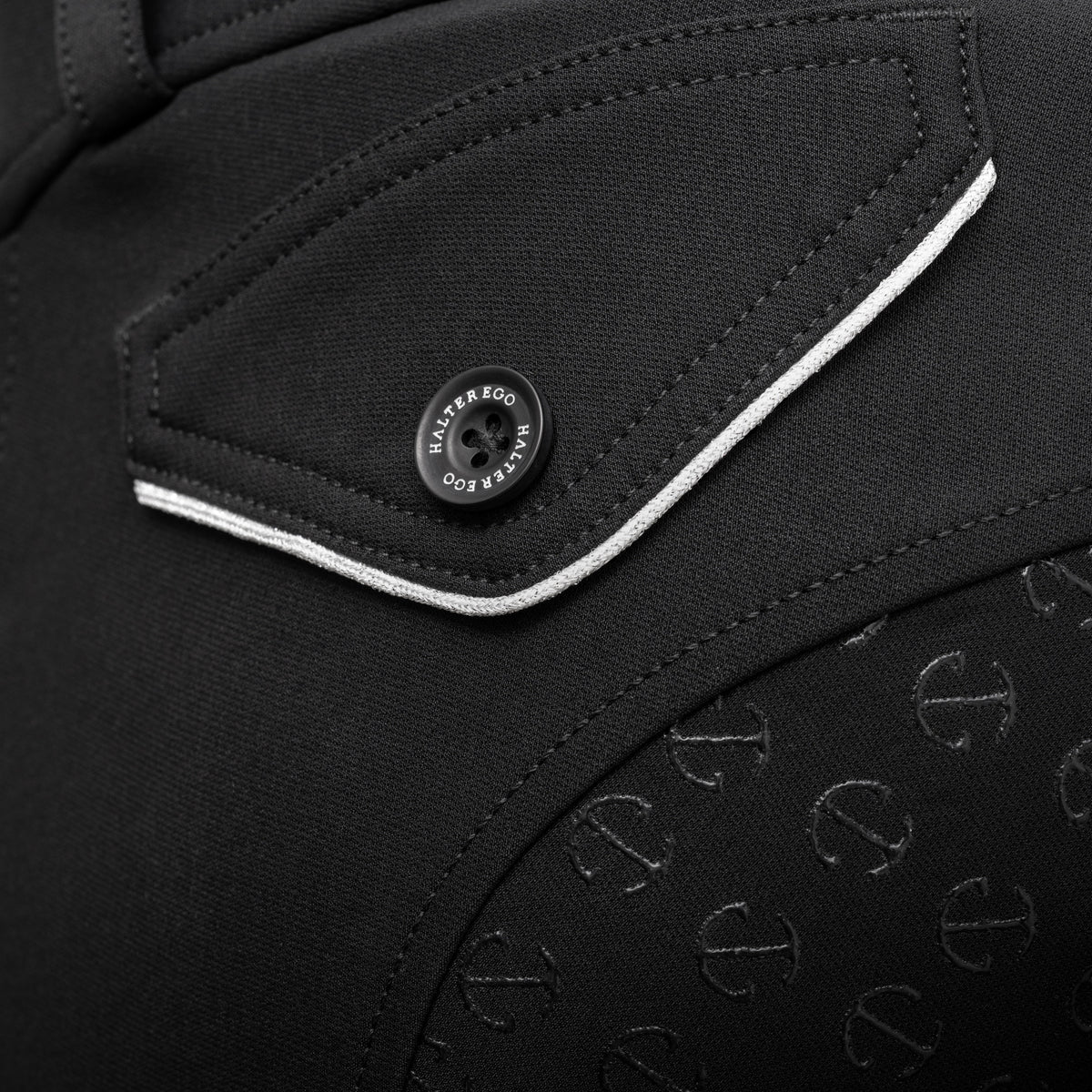Halter Ego - Evolution Full Seat Breeches - Jet Black and Metallic Silver - High Waisted