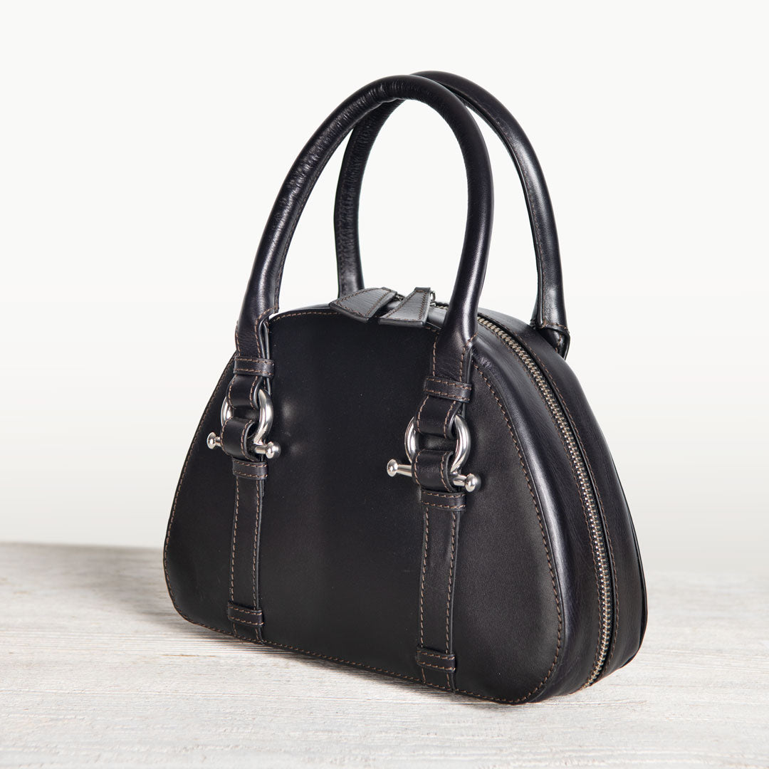 Urban Equestrian Kella - Horse Bit Vanity Luxury Leather handbag in Black
