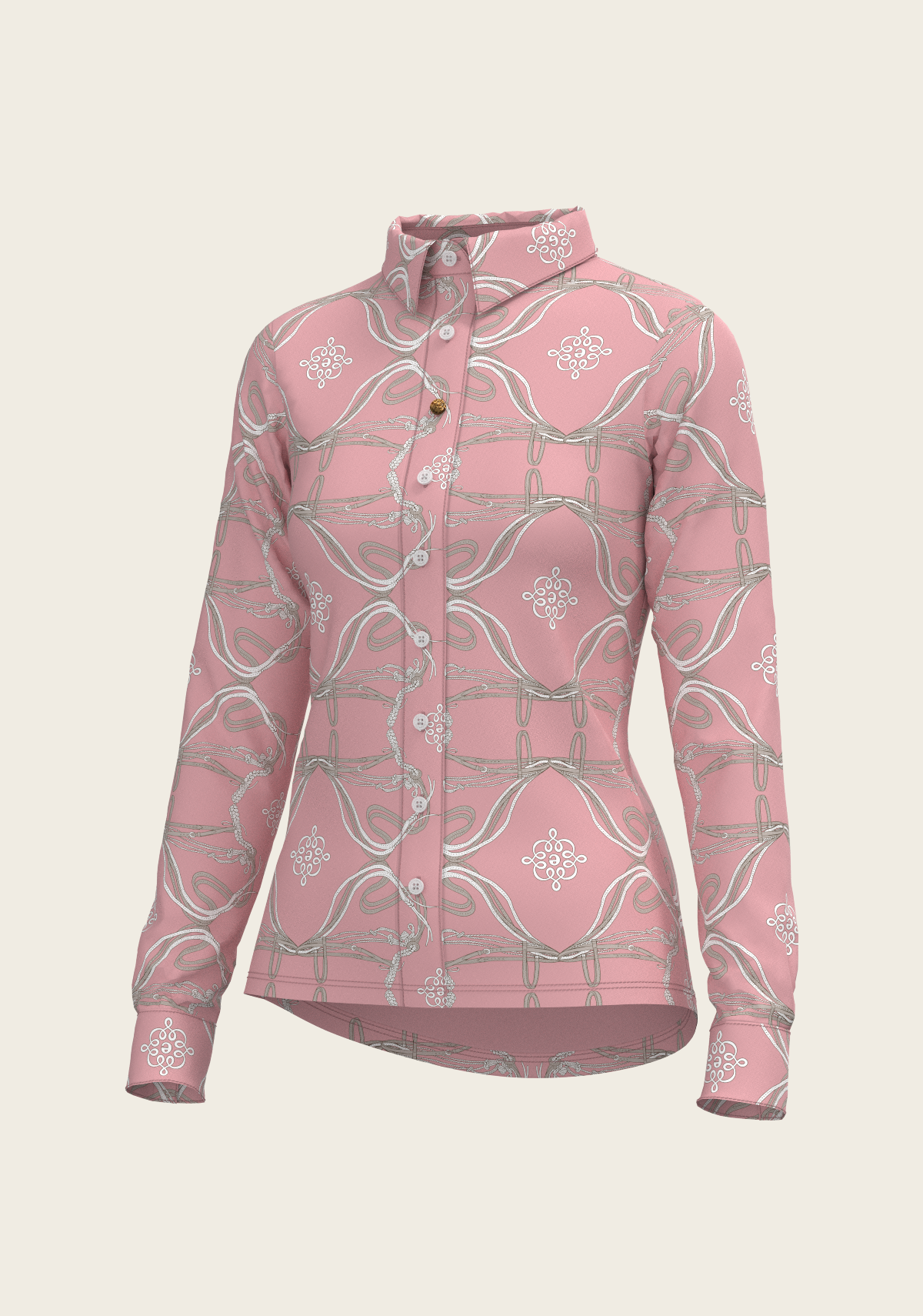 Espoir - Roped Bridles on Rose Ladies Button Shirt