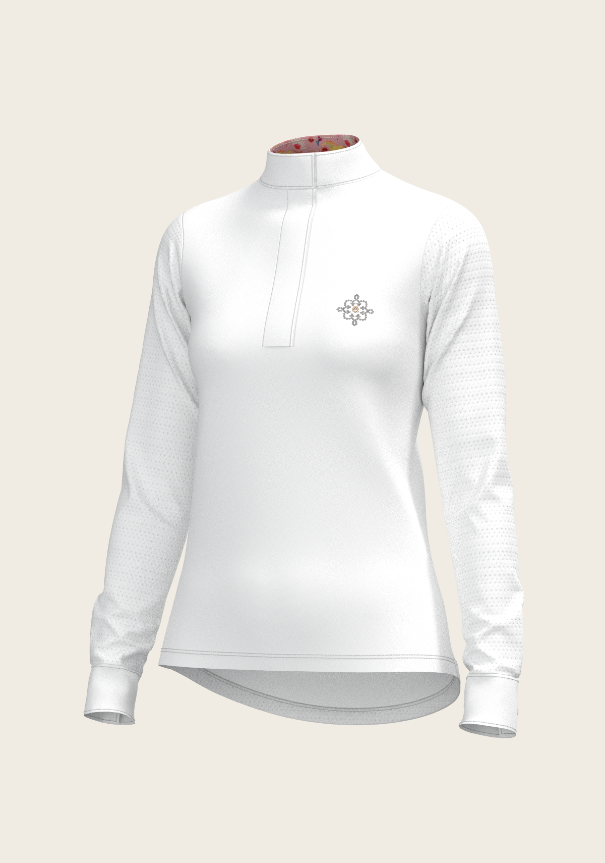 Espoir - White with Bouquet on Rose Inner Details Long Sleeve Show Shirt