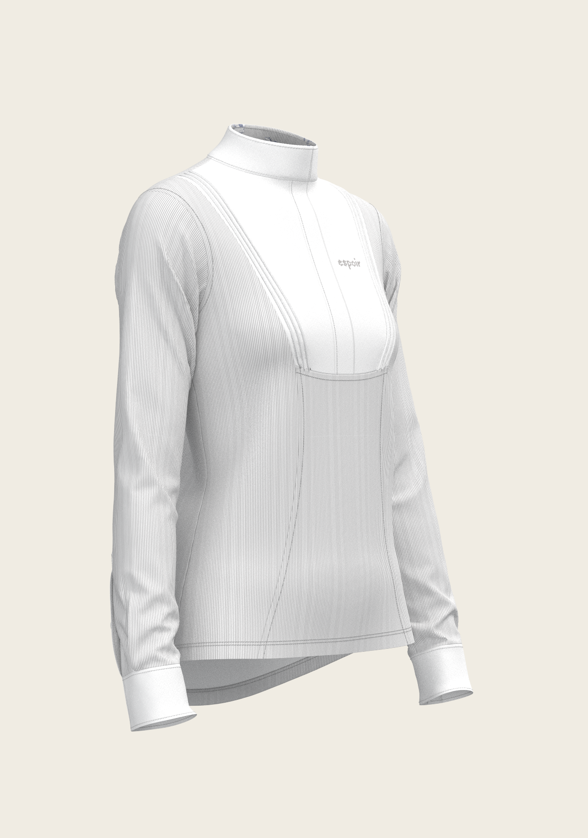 Espoir - Stripes in Grey Short Pleated Long Sleeve Show Shirt