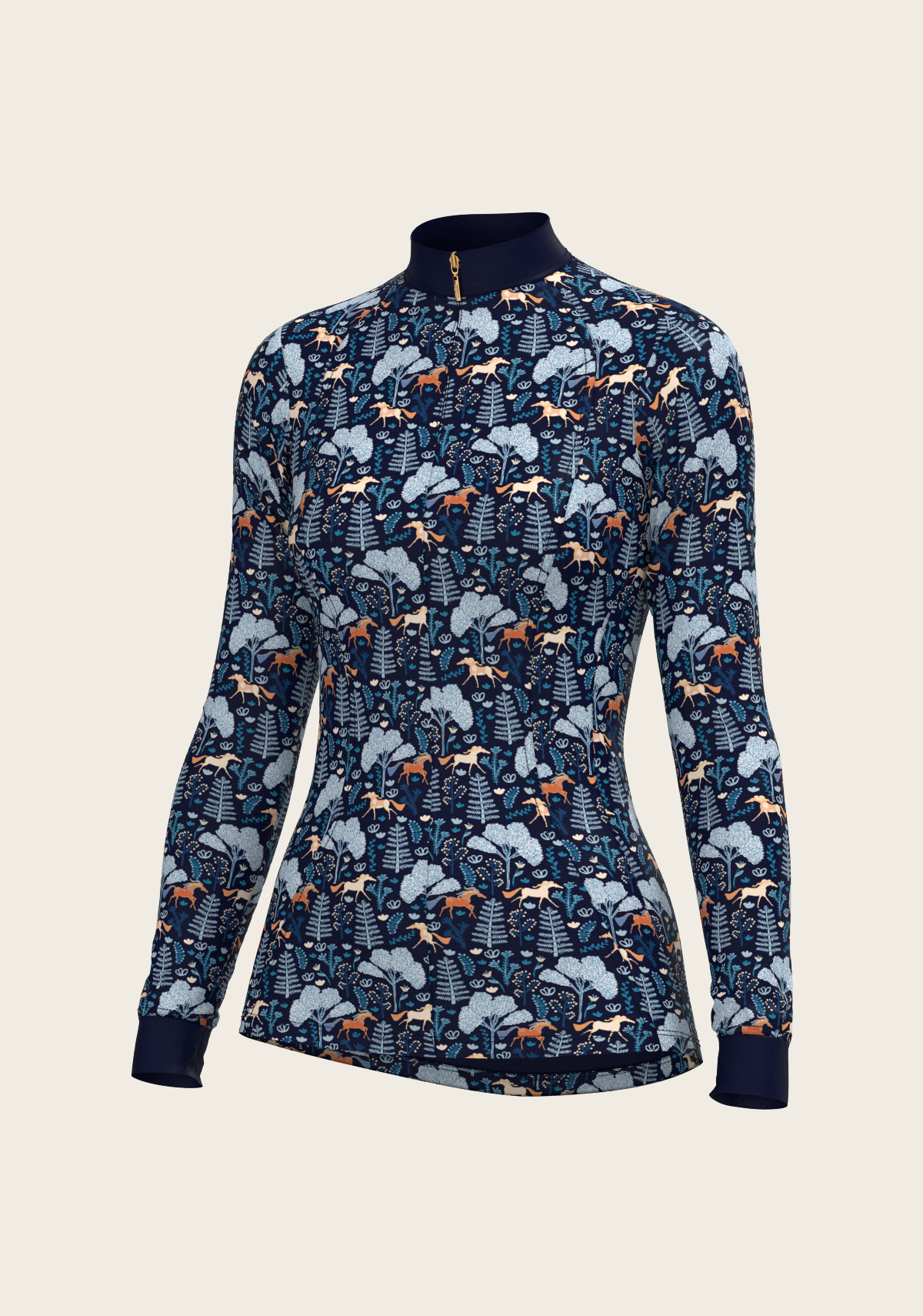 Espoir - Forest on Navy Quarter Zip Sun Shirt