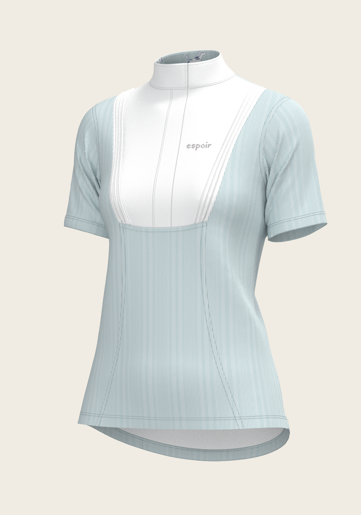 Espoir - Stripes in Sky Blue Short Pleated Short Sleeve Show Shirt