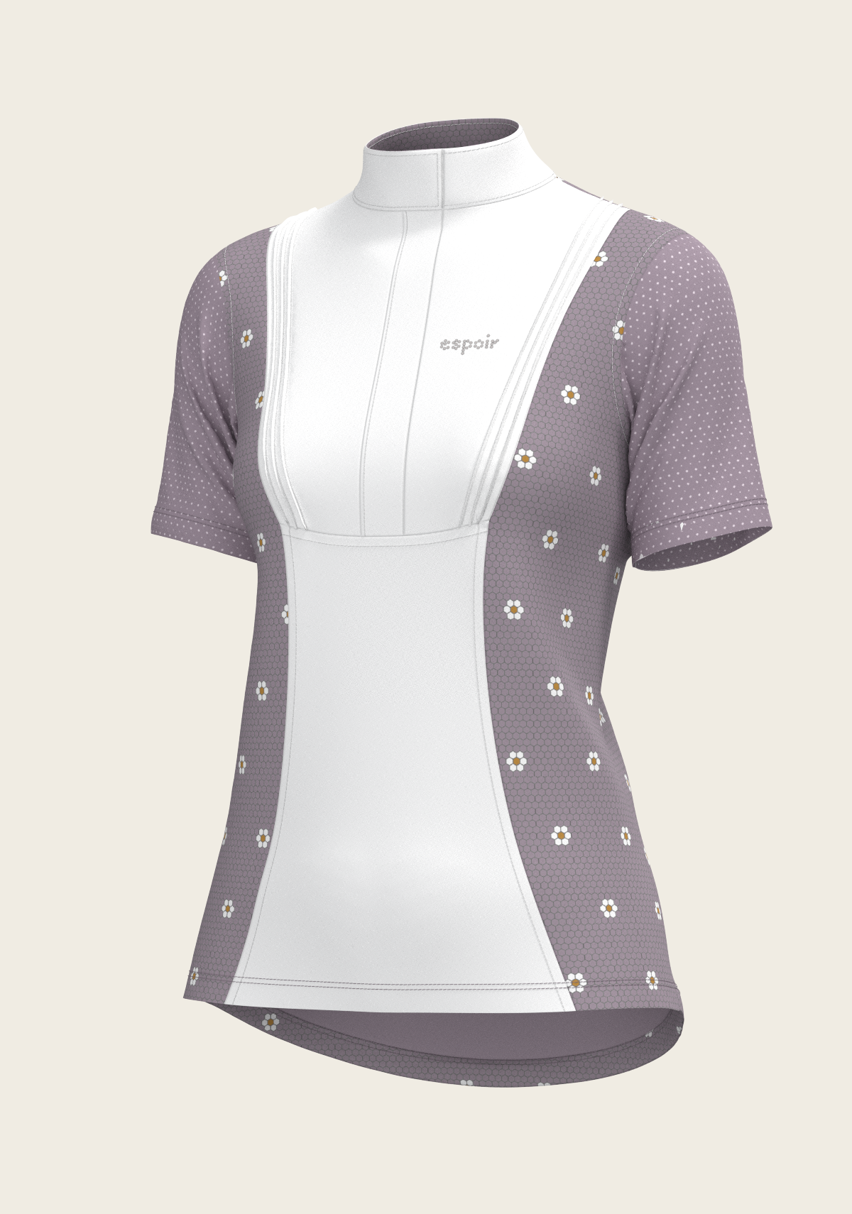 Espoir - Mosaic Daises in Lavender Short Pleated Short Sleeve Show Shirt