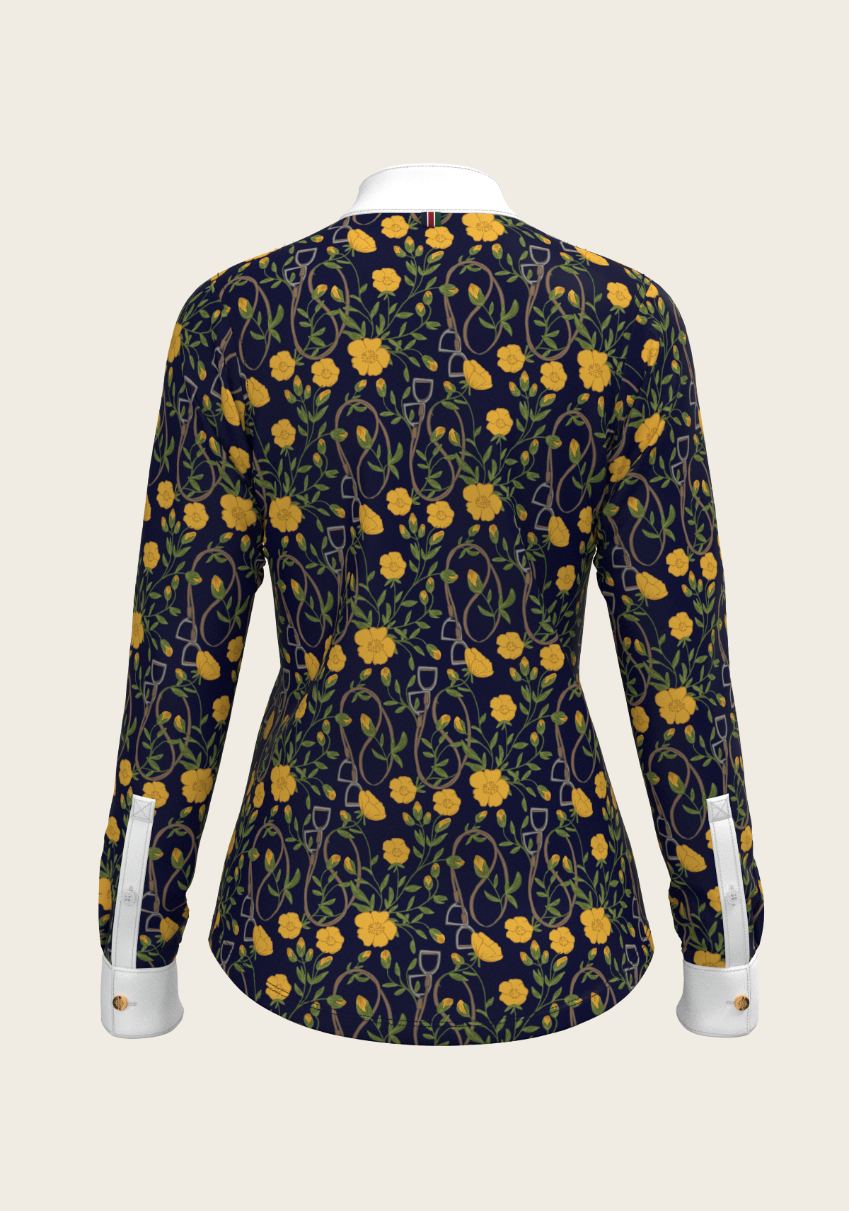Espoir - Navy Stirrups Short Pleated Long Sleeve Show Shirt